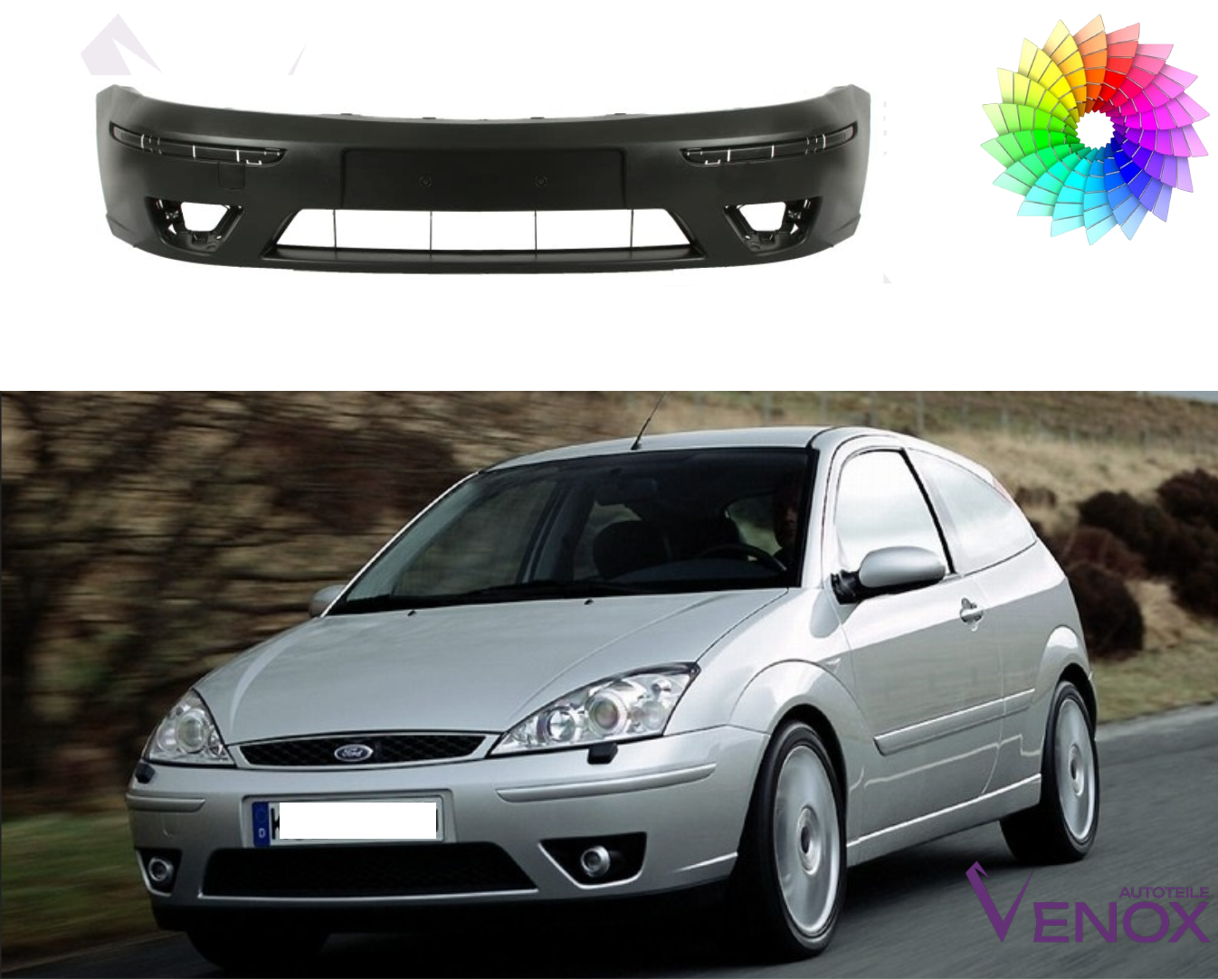 Für Ford Focus Mk 1 2001-2004 Stoßstange Vorne lackiert in Wunschfarbe – Bild 2