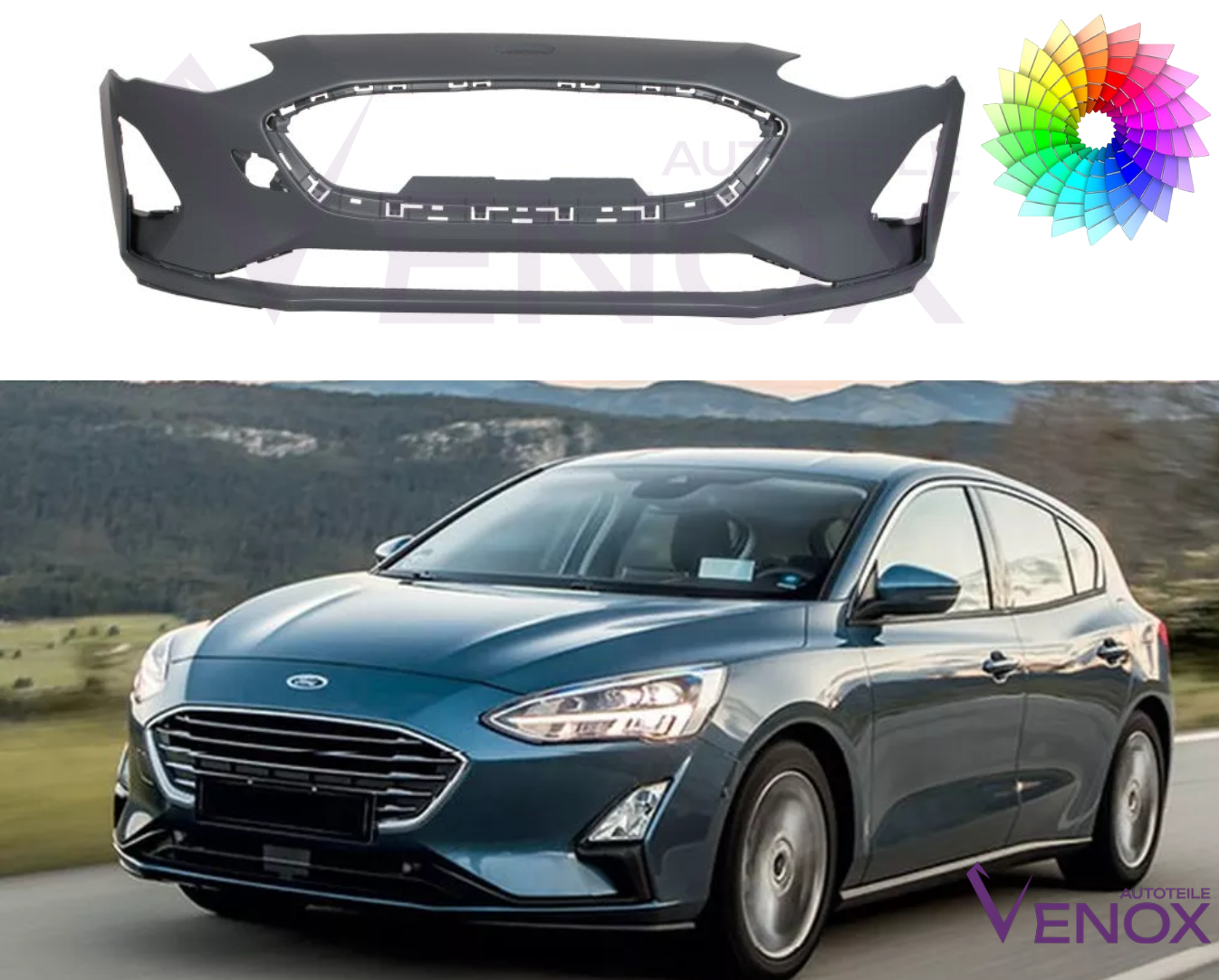 Für Ford Focus Mk 4 Ab 2018 2xPDC Stoßstange Vorne lackiert in Wunschfarbe – Bild 2