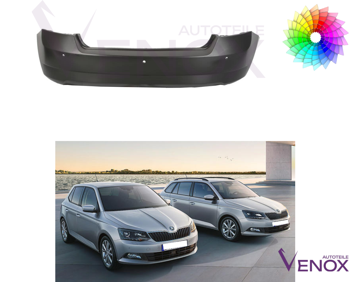 Für Skoda Fabia HB III 14-18 PDC Stoßstange Hinten Lackiert In Wunschfarbe – Bild 2